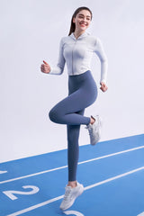 Soft Round Crop Zip-Up Hoodie - Misty Sky