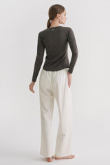 Soft Relaxed-Fit Wide-Leg Pants - Charcoal