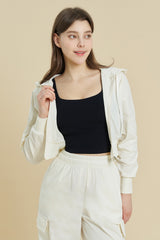 EcoTech Premium Cropped Zip-Up Hoodie - Salt Green