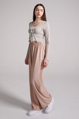 Soft Relaxed-Fit Wide-Leg Pants - Charcoal