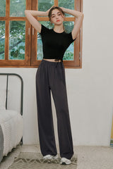 Soft Relaxed-Fit Wide-Leg Pants - Charcoal