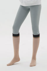Bold Color-Block Knee-High Socks - Beige