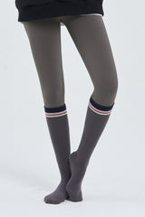 Contrast Stripe Knee-High Socks - Black