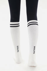 Double Line Knee Socks – White