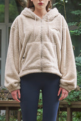 Soft Fleece Zip-Up Hoodie - Ivory