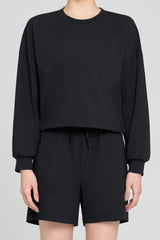 ECOTECH Premium Drawstring Crop Sweatshirt - Milky White