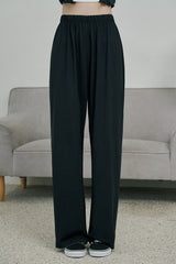 Soft Relaxed-Fit Wide-Leg Pants - Charcoal