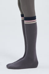 Contrast Stripe Knee-High Socks - Black