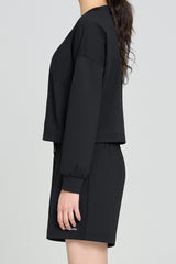 ECOTECH Premium Drawstring Crop Sweatshirt - Milky White