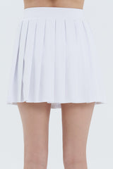 Pleated Active Skirt with Built-In Shorts - White