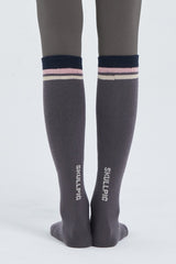 Contrast Stripe Knee-High Socks - Black