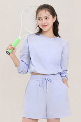 ECOTECH Premium Drawstring Crop Sweatshirt - Milky White