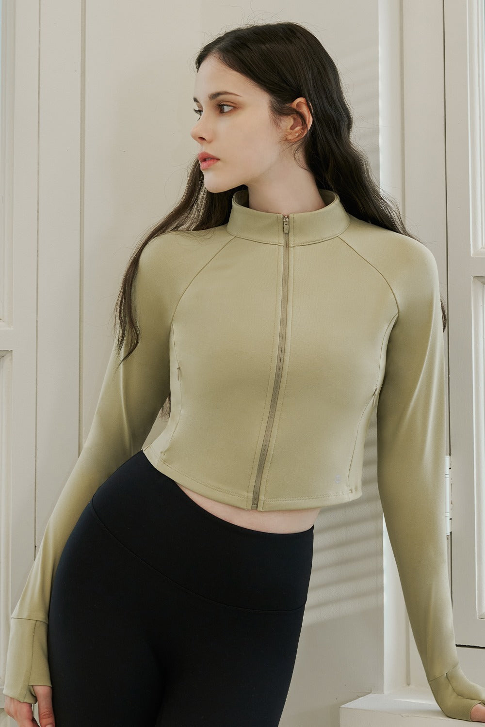 Zero Active Crop Jacket - Oyster Green