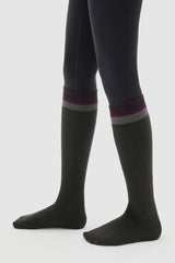 Bold Color-Block Knee-High Socks - Beige