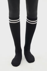 Double Line Knee Socks – Black
