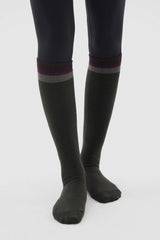 Bold Color-Block Knee-High Socks - Beige