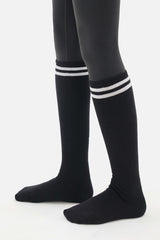 Double Line Knee Socks – White