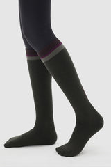 Bold Color-Block Knee-High Socks - Beige
