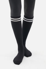 Double Line Knee Socks – Black