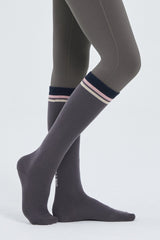 Contrast Stripe Knee-High Socks - Black