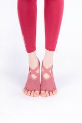Cross Yoga Socks - Indie Pink