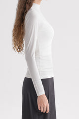 Ribbed Mock-Neck Long-Sleeve Top - Charcoal